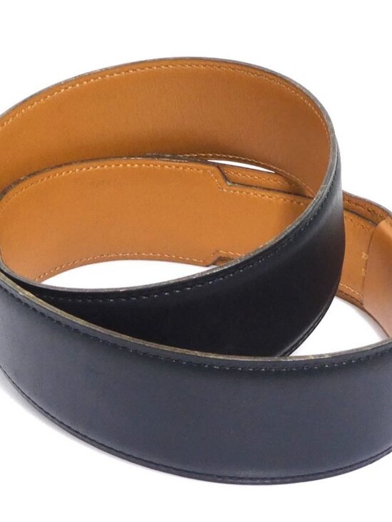 Auth HERMES Kelly Belt Black/Gold Box calf leather/Metal - h32133a main image 7